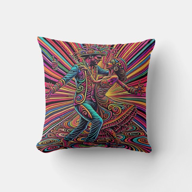 Coussin Salsa psychédélique Tango Danser Art (Recto)