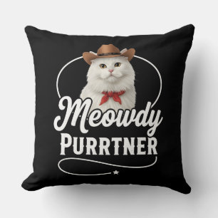 Coussin Salut Purrtner Dessin de Chat Drôle de Cowboy West