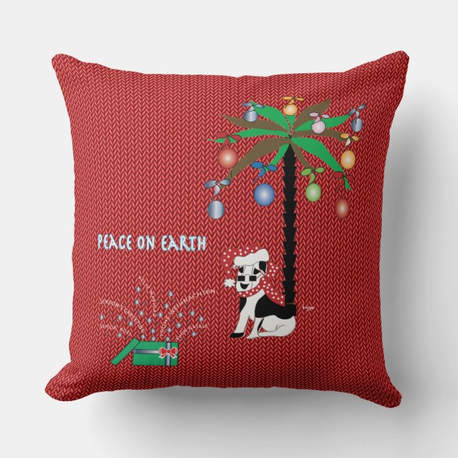Coussin Salutation de saison/Joyeuses vacances-Paix sur Te (Recto)