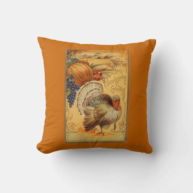 Coussin Salutation vintage d'action de grâces (Recto)