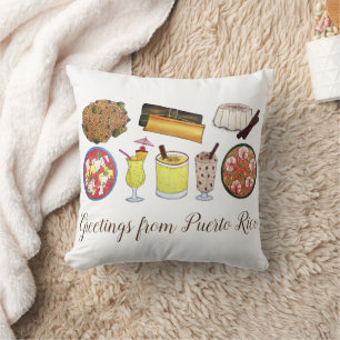 Coussin Salutations de Porto Rico Carribean Island Foods