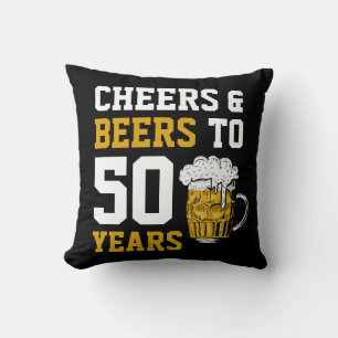 Coussin Salutations et bières à 50 ans 50e anniversaire