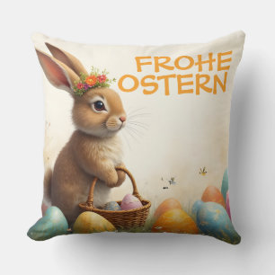 Coussin Salutations printanières du lapin de Pâques