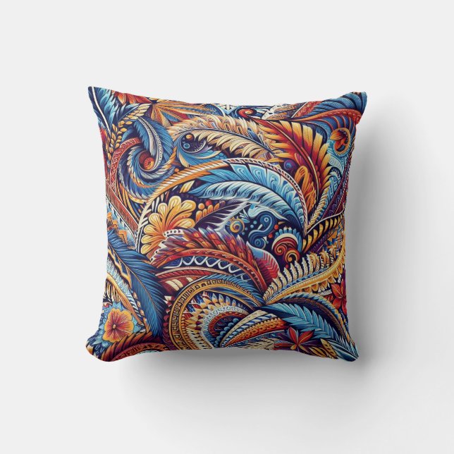 Coussin samoan, la culture polynésienne inspiré motif (Recto)