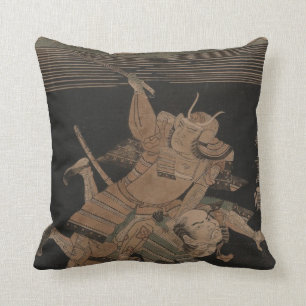 Coussin Samouraïs combattant la nuit circa 1770