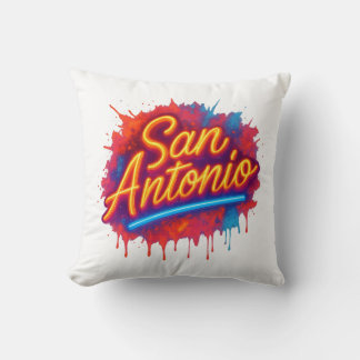 Coussin San Antonio Neon Street Art Splatter Design