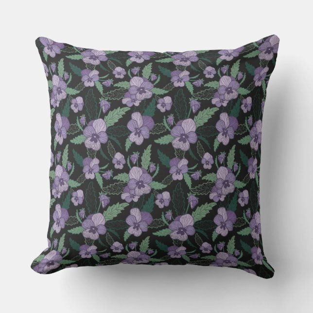 Coussin Sansy floral avec feuillage sur Arrière - plan fon (Recto)