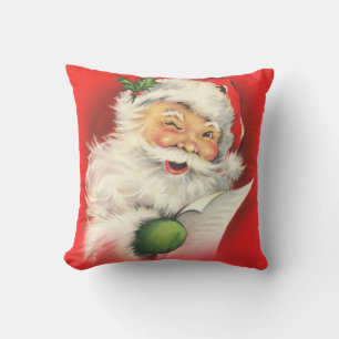 Coussin Santa Claus Naughty Nice Liste Vintage Noël