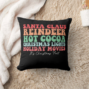 Coussin Santa Claus Reindeer Hot Cocaca lumières de Noël H