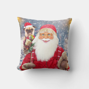Coussin Santa Claus w Noël Cadeaux Carlin Chien