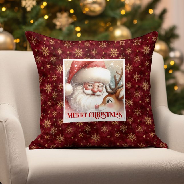 Coussin Santa Rudolph Classic Christmas Pillow Festive Fun (Santa Rudolph Classic Christmas Pillow Festive Fun)