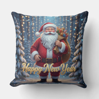 Coussin Santa Throw Pillow | Happy New Year Magical Christ