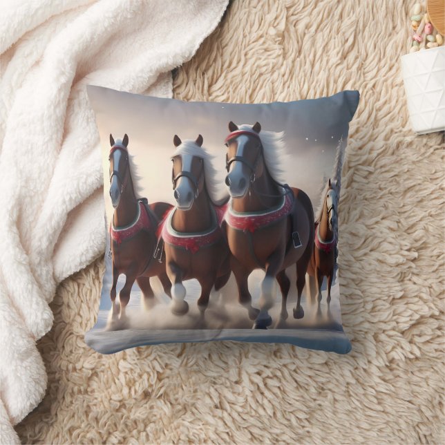 Coussin Santas Chevaux de Neige de Noël, (Couverture)