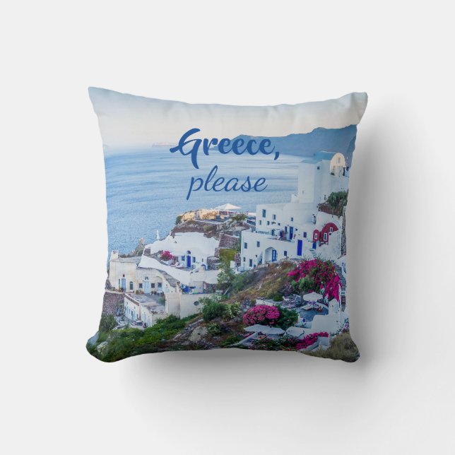 Coussin Santorin / Grèce S'il vous plaît / Personnalisé (Recto)