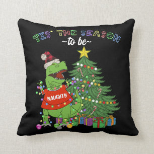 Coussin Sapin de Noël drôle Dinosaure Liste des vilains