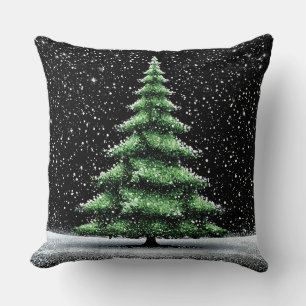 Coussin Sapin de Noël élégant avec décorations scintillant