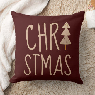 Coussin Sapin de Noël Minimaliste Scandinave Rouge
