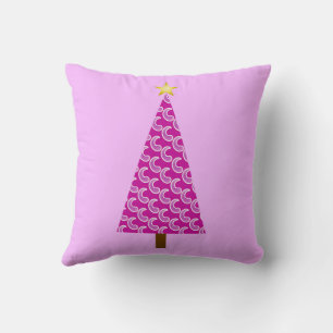 Coussin Sapin de Noël moderne à motifs paisley violets