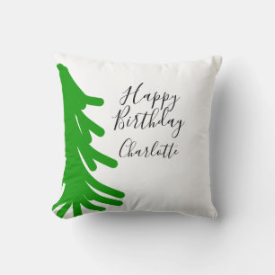 Coussin Sapin de Noël vert joyeux anniversaire décembre hi