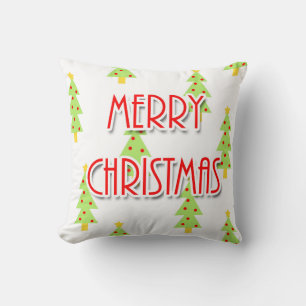 Coussin sapins de noël modernes du milieu du siècle