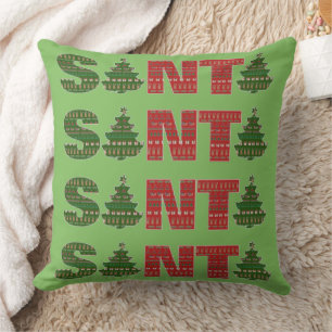 Coussin Sapins de Noël Santa Rouge Vert
