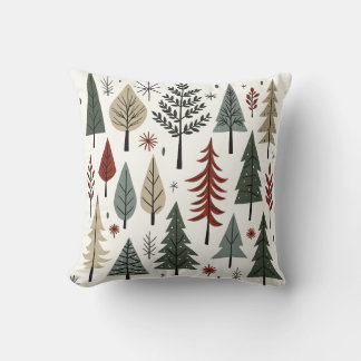 Coussin Sapins de Noël scandinaves – Fêtes minimalistes 