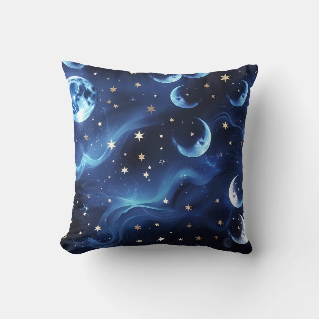 Coussin Sapphire Blue Celestial Moon Pillow (Recto)