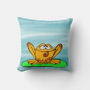 Coussin Sara Soda Jérémie Grenouille sur nénuphar dessin a