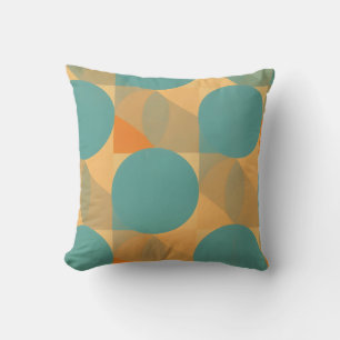Coussin Sarcelle, Brun Clair et Orange dans un Motif de St