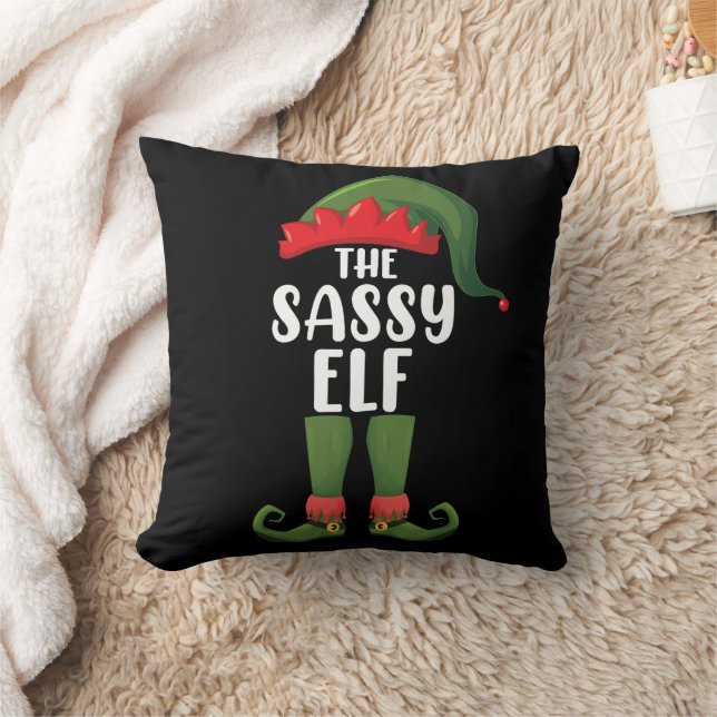 Coussin Sassy Elf Matching Family Group Christmas Party (Couverture)