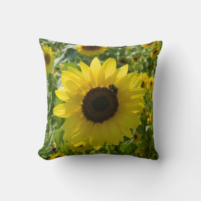 Coussin Sassy Sunflowers (avec abeille) (Recto)