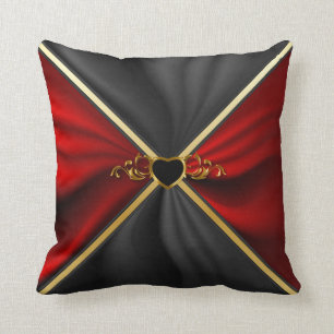 Coussin Satin rouge et noir élégant
