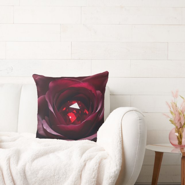 Coussin Satinheart Rouge – Ruby Rose Pillow (Canapé)