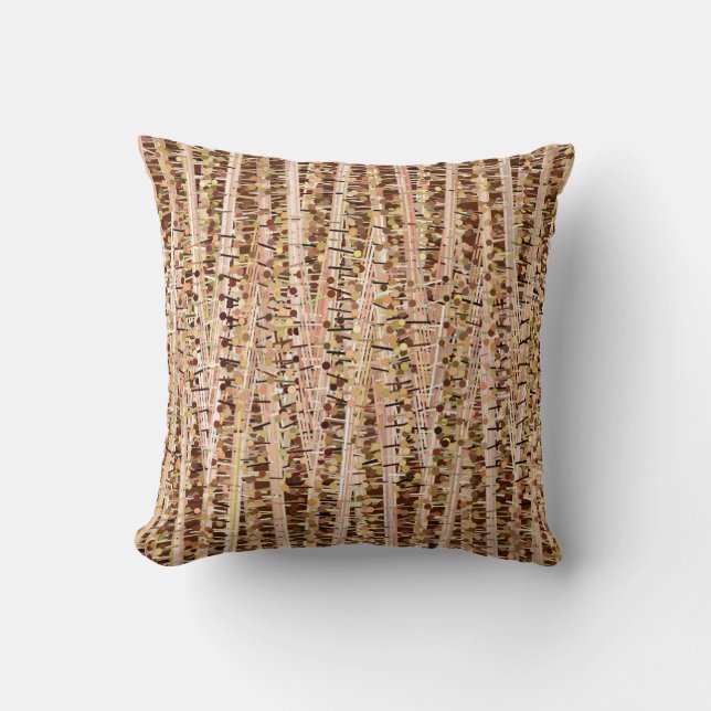 Coussin Satins et pointes Abstraits, Brown et beiges (Recto)