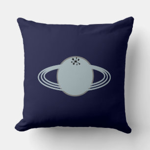 Coussin Saturne moderne et élégant sur bleu marine