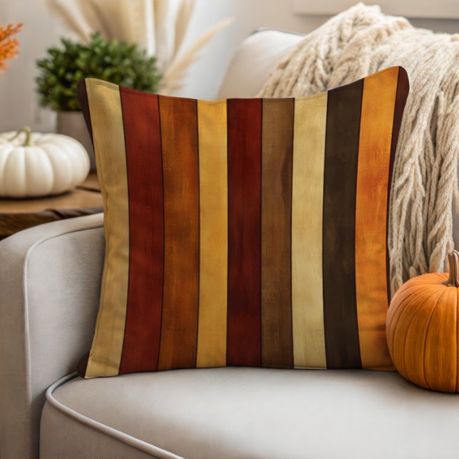 Coussin Saumes d'automne Aquarelle rayée (Créateur téléchargé)