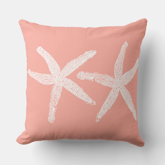 Coussin Saumon de poisson d'Amérique blanc Pink Orange Bea (Recto)