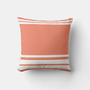 Coussin Saumon : Lignes modernes et cercle en blanc