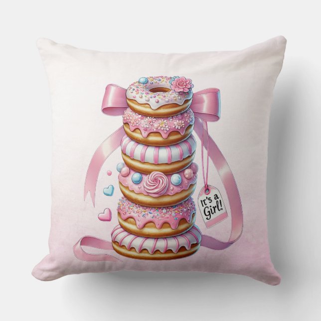 Coussin Saupoudrer les beignets rose Ruban Épervier (Recto)