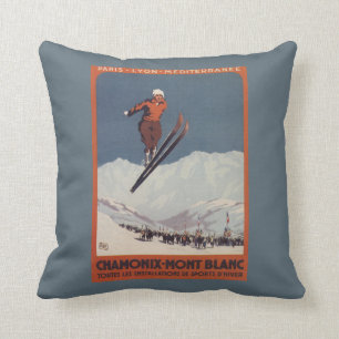 Coussin Saut à skis - affiche olympique de promo de PLM