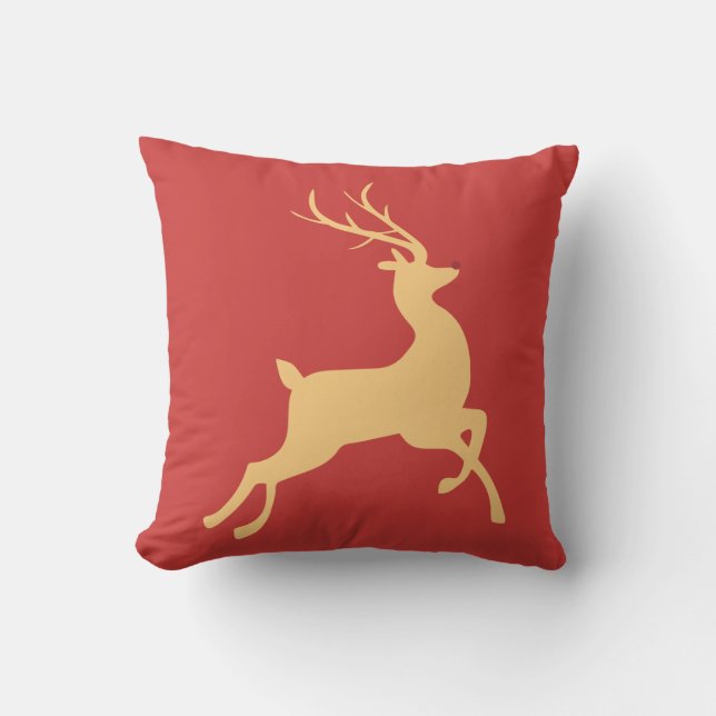 Coussin Sauter d'or de renne de Noël (Recto)