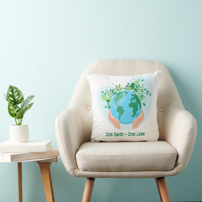 Coussin Sauvez la planète. Une Terre Un Amour (Chaise)