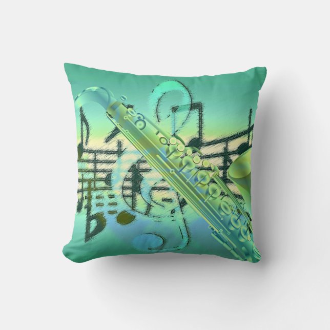 Coussin Saxophone Pastel Design abstrait (Recto)
