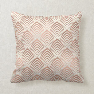 Coussin Scales de coquillages Art Déco Sepia Rose Cuivre