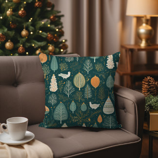 Coussin Scandi Sage Green Nordic Hygge Bois Noël