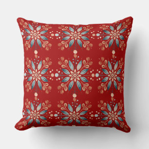 Coussin Scandinave Folk Snowflake Motif Arrière - plan rou