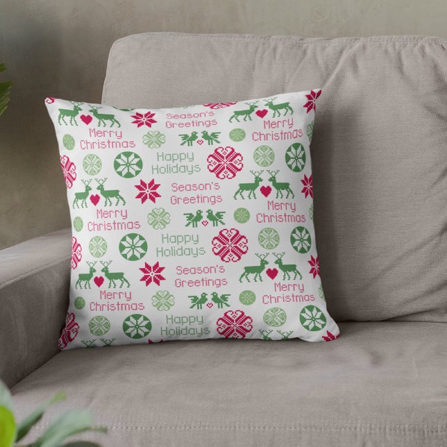 Coussin Scandinave Holiday Folk Art Motif (Créateur téléchargé)
