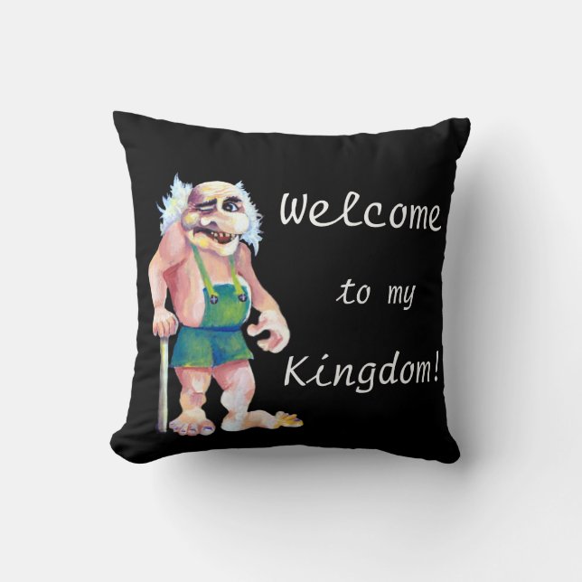 Coussin Scandinavian Funny Looking Welcoming Troll (Recto)