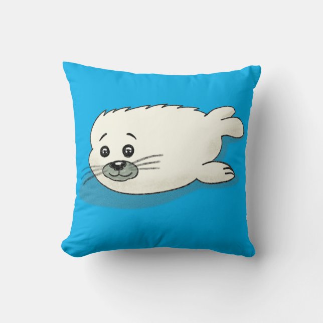 Coussin Sceau de harpe doux caricaturé pour bébé (Recto)
