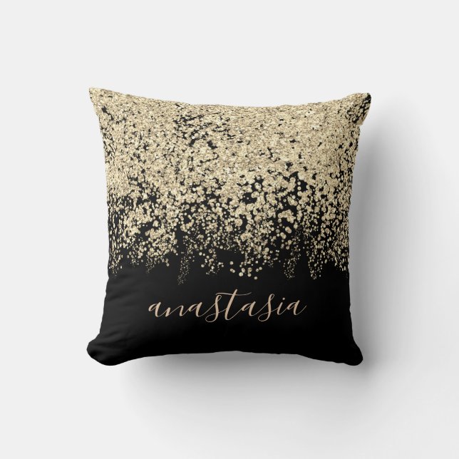 Coussin Scénario de brillance glam or jaune brillant tenda (Recto)